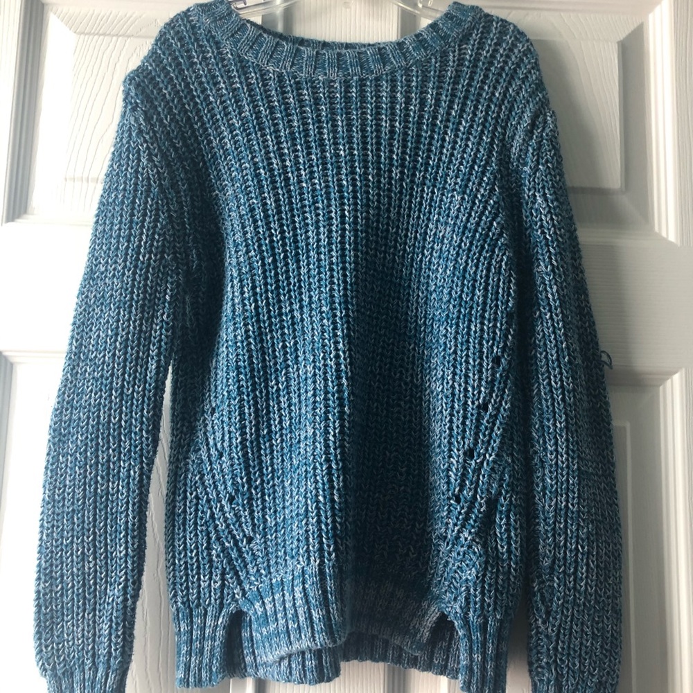 Cute aqua-white knitted sweater. Old navy kids S/8
